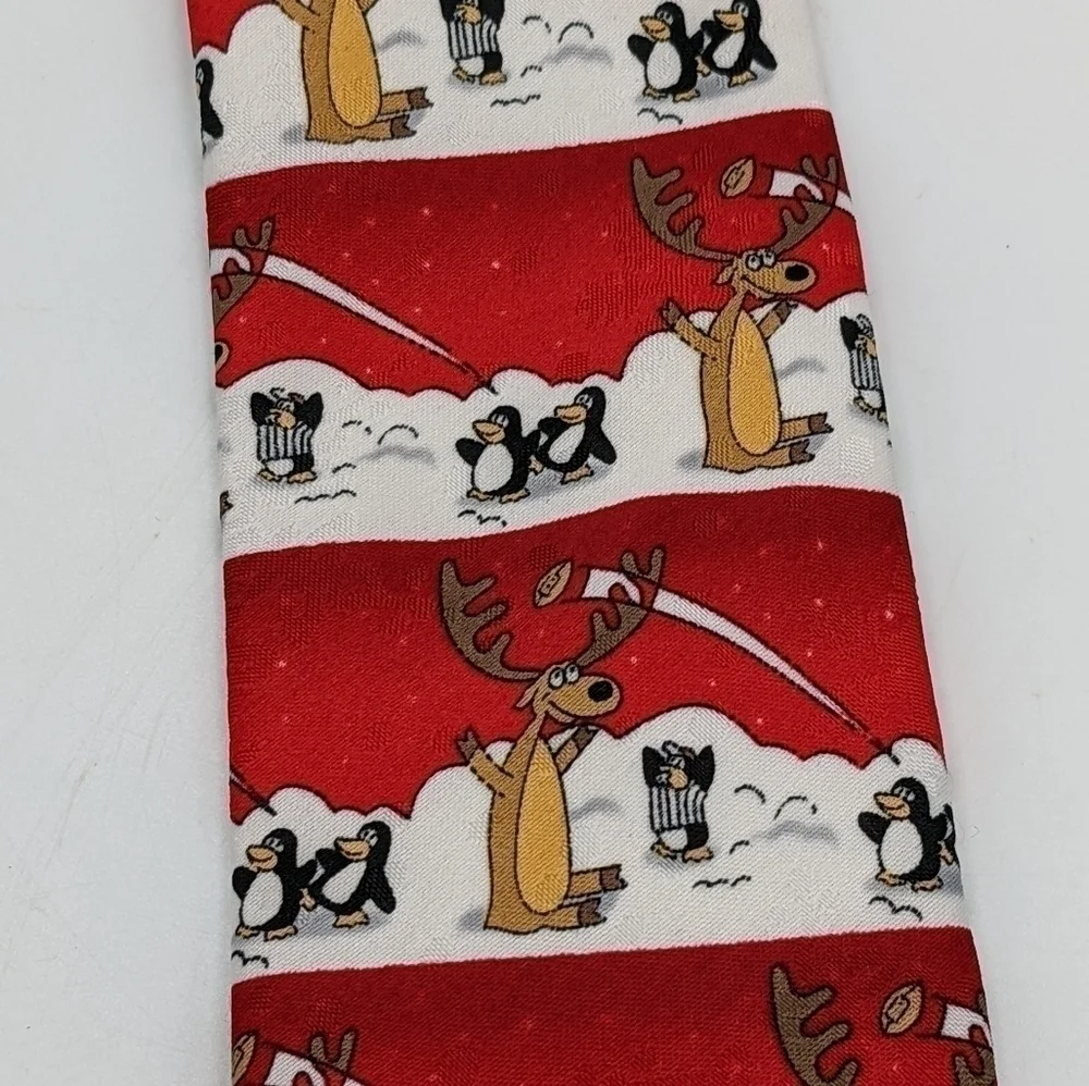 Ho Ho Ho Christmas Reindeer Penguin Tie Suit Holiday